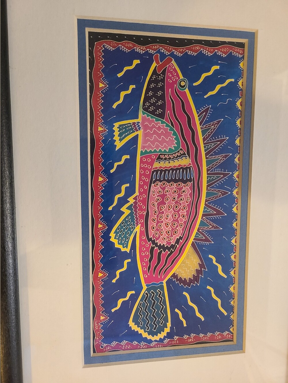Judith Geiger Hawaiian Fish Framed Silk Art Print - Signed, Matted 9.25" x 13.5"